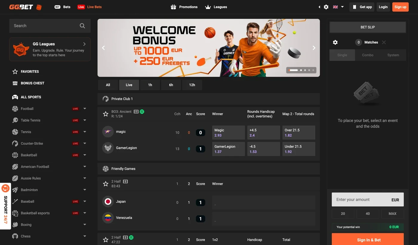 GGBET România: pariuri live